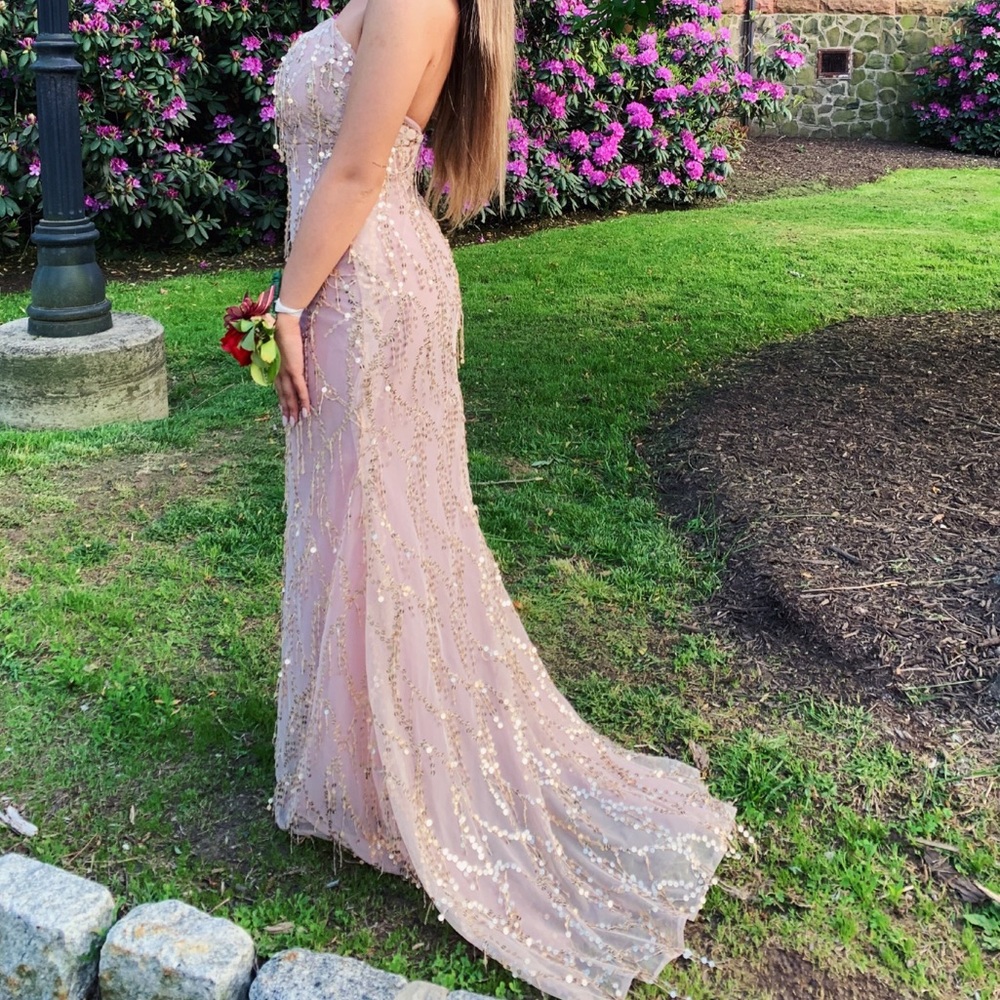 LAVENDERISH BEDAZZLED FLOOR LENGTH PROM DRESS CUSTOM MADE ORIGINAL